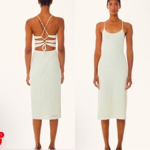 FIND ME NOW Roman Mesh Kai Dress Women’s L Ivory Boho stretchy midi strappy NEW